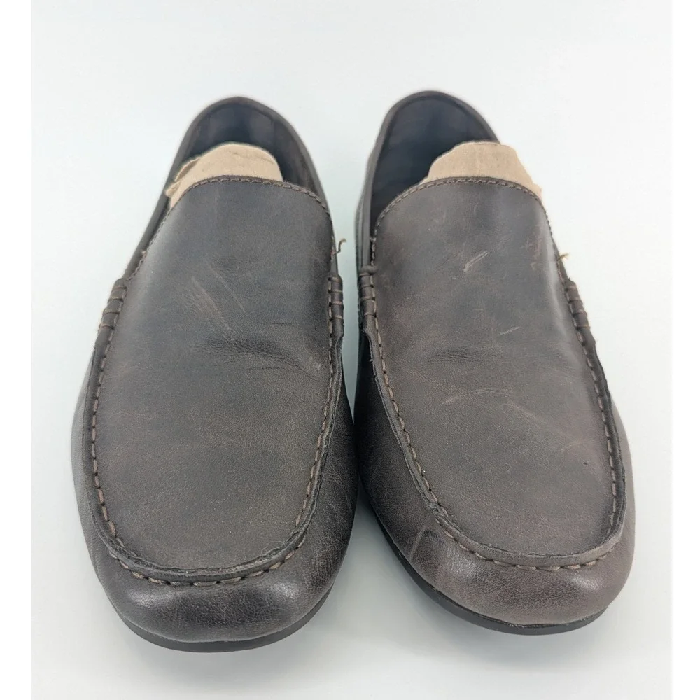 Born Mens H38283 VCJE20 Dark Brown Leather Driving Loafers Size 10M
